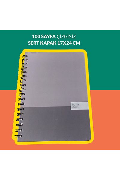 SEYFİKİRTASİYE 17x24 Cm Unlined 100 Sheets Plan Hard Cover Ring Notebook 60 Gr White Page