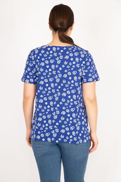 Şans Dámská halenka z bavlněné látky velké velikosti Saks s květinovým vzorem 65n36083