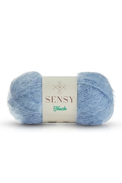 SENSY Premium Touch Hand Knitting Yarn Blouse Sweater Yarn Fur Look Yarn Beanie Plush Toy Yarn Baby Blue