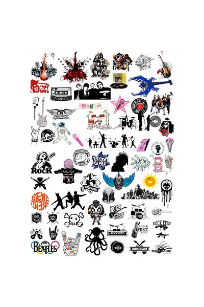 Ororabutik Σετ με 64 αυτοκόλλητα Punk Rock Pop Vintage - Scrapbook Bullet Journal