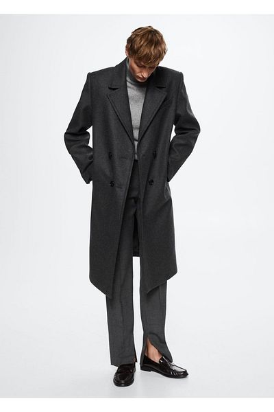 MANGO Woman Double Breasted Oversize Special Tailored Woolen Coat