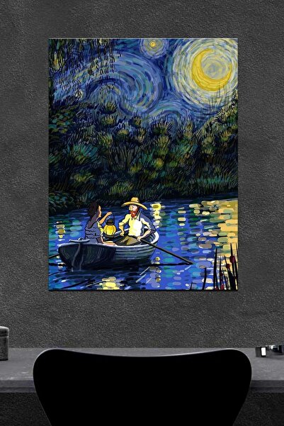 HobiShop Van Gogh Ay Işığı Sandal Ahşap Poster (27x18)