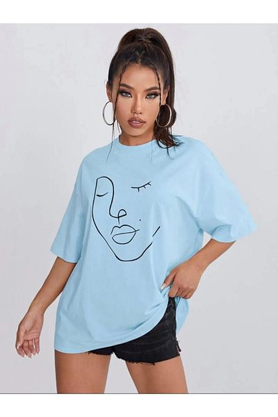 ALİKA Μπλουζάκι Unisex Oversize με γραμμικό πρόσωπο