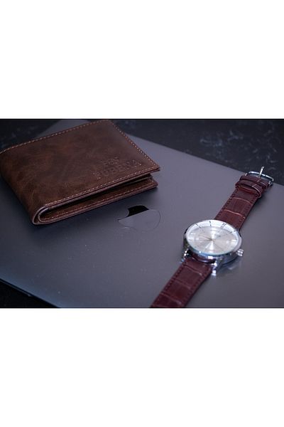 Fubena Brown Antique Patterned Unboxed Men's Leather Wallet
