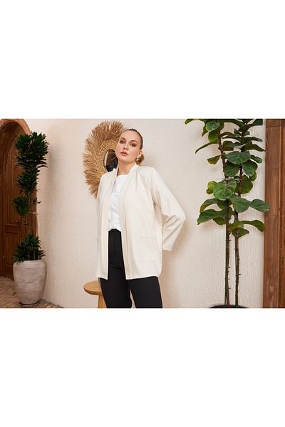 Imagine Giyim Women's Large Size Double Pocket Stylish Jacket