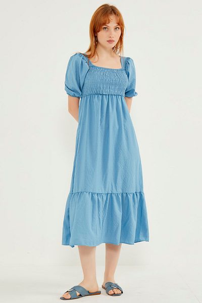 MEECY Rochie de damă Sky Blue Gimped Seersucker