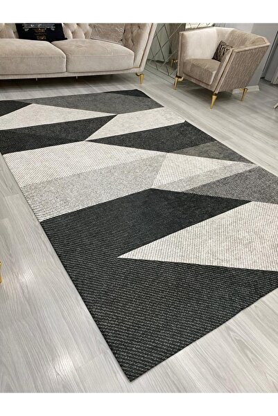 ALLGELSİN Yeni Sezon Lastikli Halı Örtüsü Dekoratif Yıkanabilir Dijital Baskı Halı Kılıfı Modern Çizgili Örtü