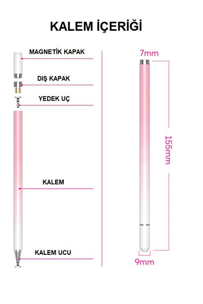 UnDePlus Dokunmatik Tablet Telefon Kalemi +1 Yedek Uç Renk Geçişli Passive Stylus Bilgisayar Kalem
