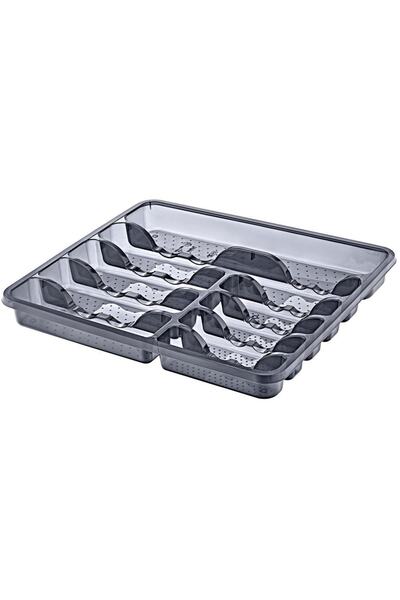 abnturk Şeffaf Siyah 10 Bölmeli 43x38cm Boyutunda Çekmece Içi Kaşıklık Çatallık