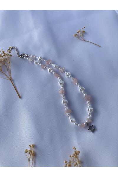 Lullaby Pembe Kuvars Soft Vibes Vintage Fairycore Y2k Tasarım Hediyelik Kolye