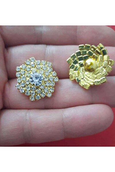 İMREN AKSESUAR Kristalno belo kameno dugme 2,5 cm svetlozlatni remen presvuče...