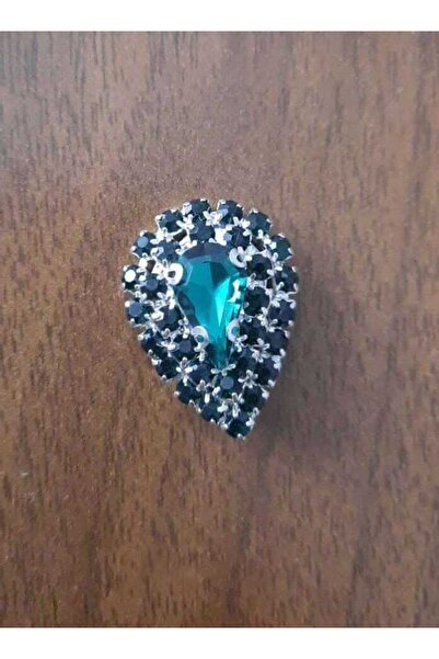 İMREN AKSESUAR Kristal Taşlı 2,5 Cm Metal Yeşil Düğme 2 Adet