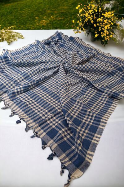 ŞENER HOME Lavetă pentru picnic în carouri și față de masă și față de masă King Size 170 X 170 cm - Albastru
