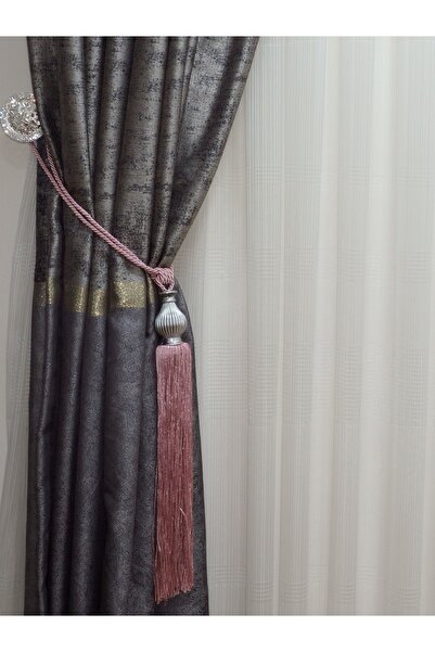 TİEBACK Fon Perde Yan Bağlama Kuka Braçol Gül Kurusu