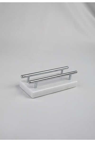 MERALP Suport pentru șervețele Uludağ Silver Real Marble, Mâner cu profil metalic