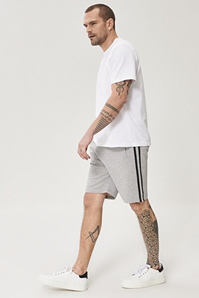 AC&Co / Altınyıldız Classics Pánské šedé pohodlné sportovní úpletové šortky úzkého střihu v úzkém střihu