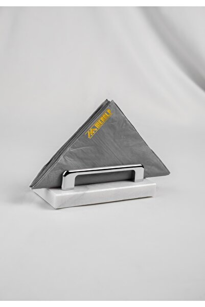 MERALP Suport pentru șervețele Palandöken Silver Real Marble, Mâner cu profil metalic