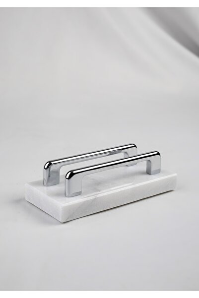 MERALP Suport pentru șervețele Palandöken Silver Real Marble, Mâner cu profil metalic