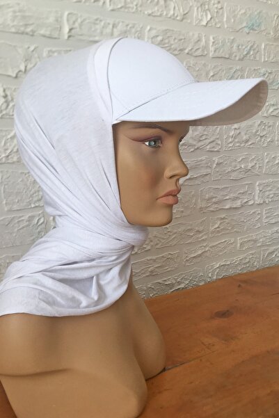 Vera Practical Combed Cotton Shawl with Ready Turban Bonnet Hat White