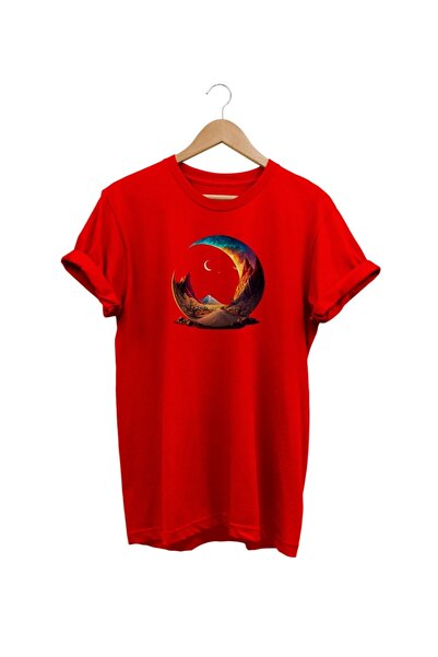 WİDİ Mesec Štampano Crveno T-shirt