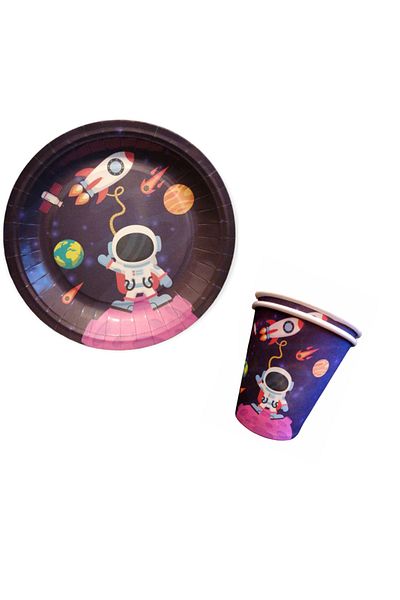 booddie Space Cardboard Plate Cup Set 8 Pieces