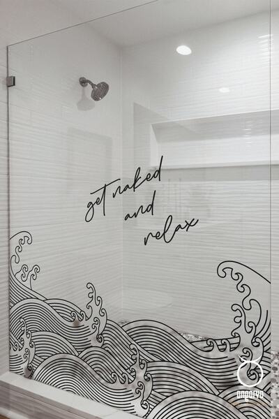 ANGARYA Modern Stil, Dekoratif Çizgisel Okyanus Dalgaları, Banyo, Duşakabin, ...