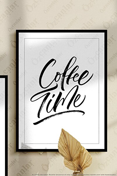ÖZCANLAR ÇERÇEVE Coffee Time Çerçevesiz Çerçeve Görünümlü 2 Parça Mdf Duvar Tablo Seti Mutfak Temalı Tablo Set