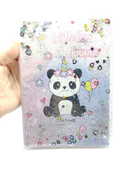 Ennea Art Caiet cadou A5, cu sclipici și transparent, cu tema panda, cadou pentru începutul școlii