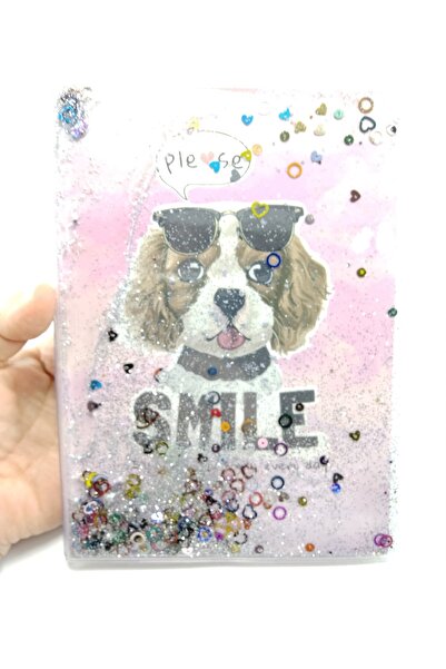 Ennea Art Caiet cadou A5, cu sclipici și transparent, cu tematică câine, cadou pentru începutul școlii