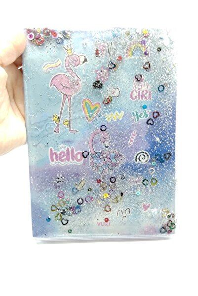 Ennea Art Caiet cadou dimensiune A5 Caiet cu tematică flamingo, transparent și strălucitor, cadou pentru începutul școlii