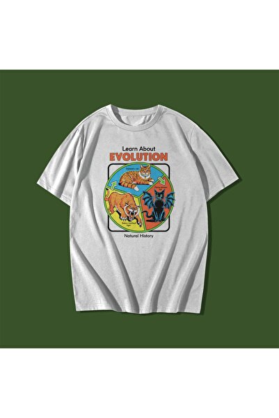 rebelberi Învață despre Evolution Written Sarkistic Style Oversize Unisex Bumbac Tricou Tricou