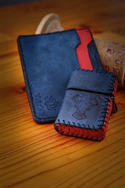 VELCCİ Brichetă Zippo cu husă din piele și suport din piele pentru carduri