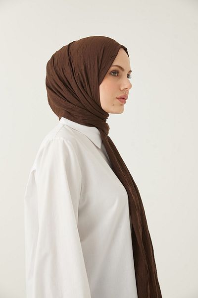 FRESCO SCARFS Γυναικείο Hijab Bamboo Kraş Shawl*bitter Brown
