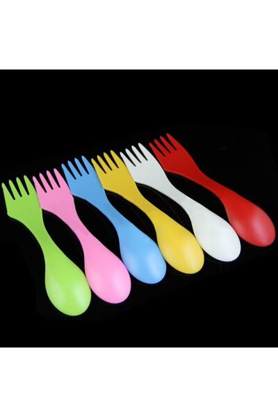 SEGRETO Spork Spoon Fork Knife Three in One for Camping, Picnic, Hiking (GREEN COLOR SET OF 4)