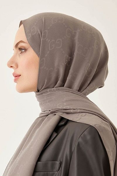 FRESCO SCARFS Γυναικείο Hijab Μεταξένιο Βαμβακερό Ζακάρ G Σάλι*καπνιστό