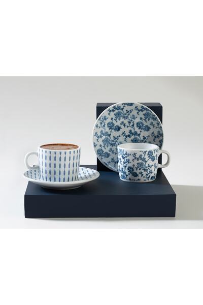 English Home New Retro Porselen 2'li Kahve Fincanı Takımı 80 Ml Lacivert