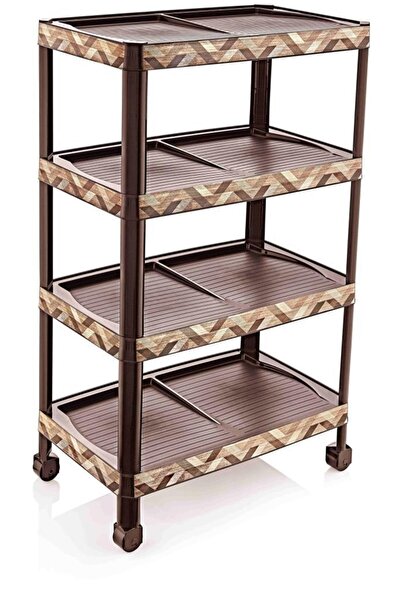 abnturk Laminant Desenli 4 Katlı Demonte Ayakkabılık 48x28 H:80cm 8 Çift Ayak...