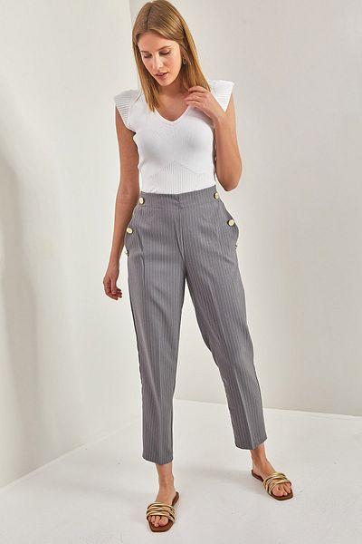 Bianco Lucci Women's Pockets Buttoned Trousers