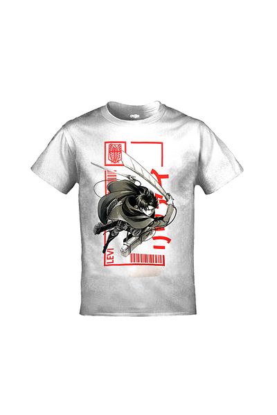 Orijin Tekstil Attack On Titan Levi Ackerman Printed Unisex White T-shirt