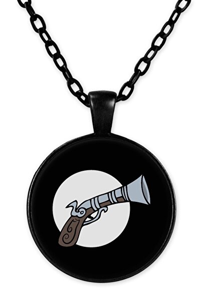 herotasarım Black Chain Gun Necklace - Bll1311