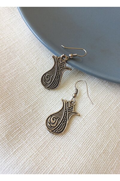 dela otantik Otantik Lale Gümüş Küpe El Yapımı Etnik Bohem Sallantılı Kadın Küpe Bijuteri Takı Women Earrings