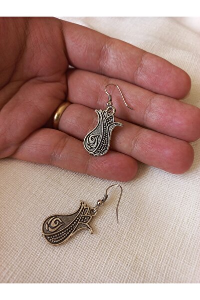 dela otantik Otantik Lale Gümüş Küpe El Yapımı Etnik Bohem Sallantılı Kadın Küpe Bijuteri Takı Women Earrings