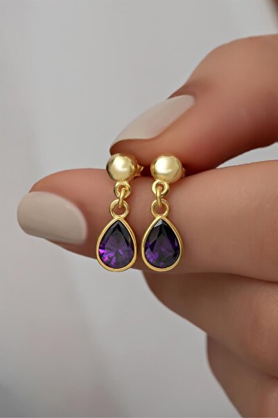 Silvano Jewelry 925 Ayar Gümüş Amatist Taşlı Küpe