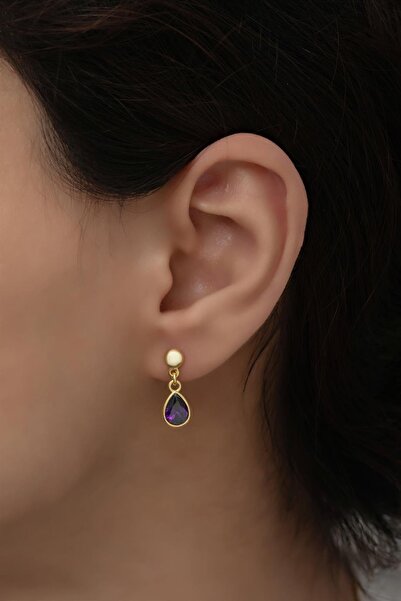 Silvano Jewelry 925 Ayar Gümüş Amatist Taşlı Küpe