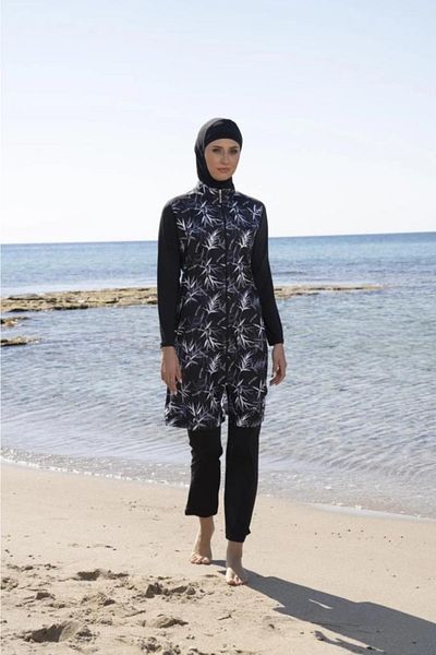 Estiva 23934 Black Battal Large Size Lycra Gilet Woven Hijab Swimsuit