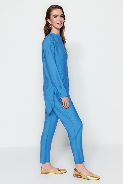 Trendyol Modest Σετ Πουκάμισο-Παντελόνι Blue Woven Aerobin TCTSS23US00068