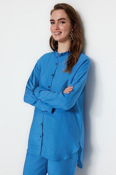 Trendyol Modest Sada modrých tkaných aerobinových košilí a kalhot TCTSS23US00068