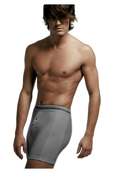 Çift Kaplan Men's Gray Elastane Boxer 3 Pack