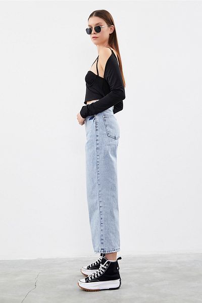 its basic Women's Snow Denim Color Culotte Fit High Waist Denim