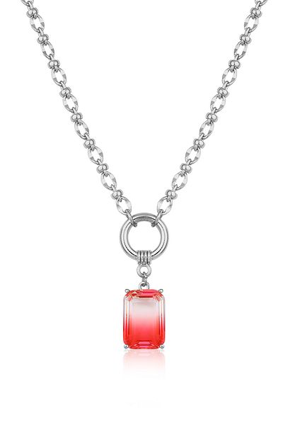 Twelve Baguette Stone Special Design Steel Necklace